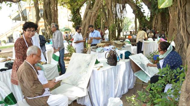 The first ever art camp held at Royal Calcutta Turf Club in 2014 drew a large crowd.(HT File Photo)