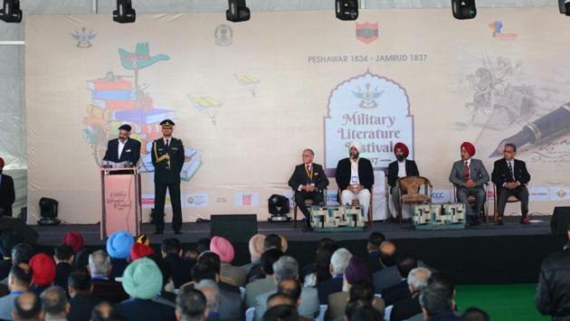 Governor of Punjab VP Singh Badnore addresses the festival. Also speaking on the significance of the event, Major General BS Grewal (retd), said, “Cadets at our institute are looking forward to the festival with great enthusiasm. The experience will be very beneficial for them because they will get an opportunity to meet and interact with many veterans.” (Anil Dayal / HT Photo) Governor of Punjab VP Singh Badnore addresses the festival. Also speaking on the significance of the event, Major General BS Grewal (retd), said, “Cadets at our institute are looking forward to the festival with great enthusiasm. The experience will be very beneficial for them because they will get an opportunity to meet and interact with many veterans.” (Anil Dayal / HT Photo)