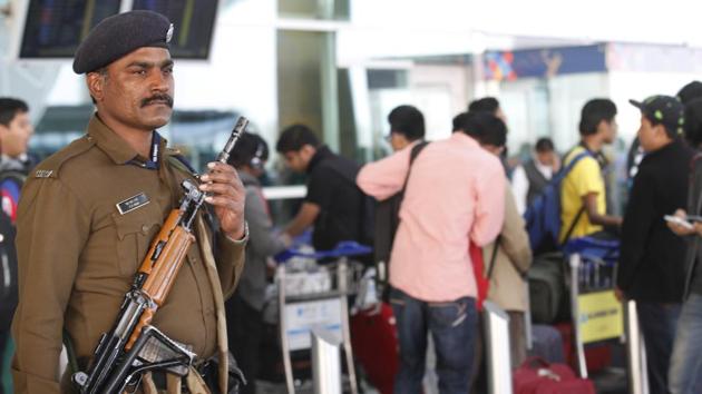CISF Personnel alert at 1D Domestic Airport in New Delhi, India, on Sunday, January 4, 2015. (Hindustan Times File Photo)