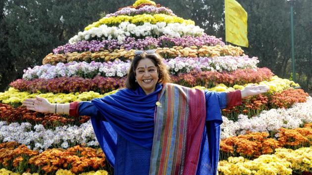Chandigarh MP Kirron Kher, at the inauguration of the Chrysanthemum show on Friday. (keshav singh/ht)