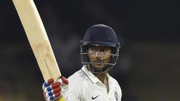 Mayank Agarwal continued his good form in this Ranji Trophy for Karnataka with a knock of 78. (HT PHOTO) Mayank Agarwal continued his good form in this Ranji Trophy for Karnataka with a knock of 78. (HT PHOTO)