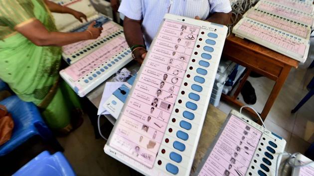 Workers readying EVMs for R K Nagar constituency bypolls, in Chennai. (PTI File Photo) Workers readying EVMs for R K Nagar constituency bypolls, in Chennai. (PTI File Photo)