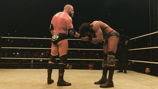 Triple H defeated Jinder Mahal in the main event of WWE Live India in New Delhi on Saturday. (Twitter) Triple H defeated Jinder Mahal in the main event of WWE Live India in New Delhi on Saturday. (Twitter)