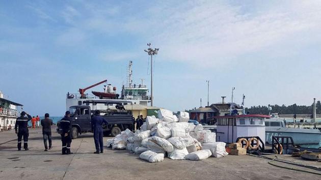 Navy personnel carry out rescue operations in Lakshadweep earlier this week. (PTI File Photo) Navy personnel carry out rescue operations in Lakshadweep earlier this week. (PTI File Photo)