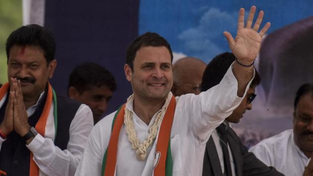 Congress Vice President Rahul Gandhi waves at people during an election rally at Patan in Gujarat ,on RSaturday. (Kunal Patil/Hindustan Times) Congress Vice President Rahul Gandhi waves at people during an election rally at Patan in Gujarat ,on RSaturday. (Kunal Patil/Hindustan Times)