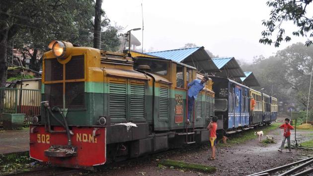 Currently, the train runs between Aman Lodge and Matheran, from where tourists can take a vehicle up to Dasturi point. (HT File) Currently, the train runs between Aman Lodge and Matheran, from where tourists can take a vehicle up to Dasturi point. (HT File)