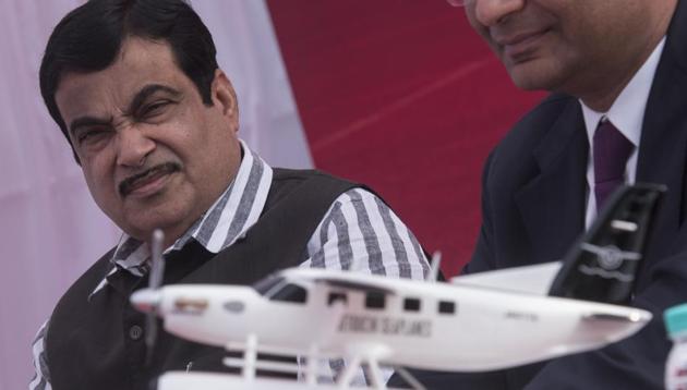Union minister Nitin Gadkari during Spice jet seaplane trials at Marine Drive in Mumbai, India, on Saturday, December 9, 2017. (Pratik Chorge/ Hindustan Times) Union minister Nitin Gadkari during Spice jet seaplane trials at Marine Drive in Mumbai, India, on Saturday, December 9, 2017. (Pratik Chorge/ Hindustan Times)