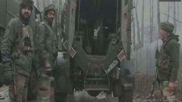 Security forces surrounded Unisoo village following specific information about the presence of militants. (ANI Twitter) Security forces surrounded Unisoo village following specific information about the presence of militants. (ANI Twitter)