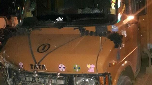 The truck in which the cows and calves were being transported. (HT photo) The truck in which the cows and calves were being transported. (HT photo)