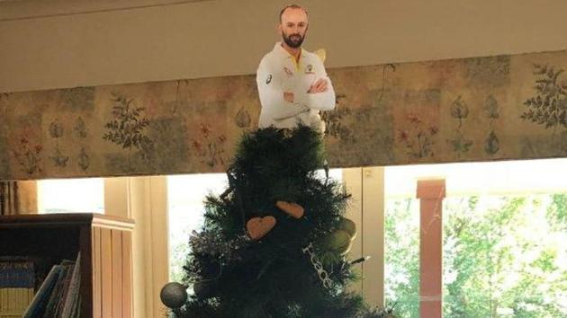 Nathan Lyon have replaced the traditional star at the top of the Christmas tree for some Australian cricket fans. (Twitter) Nathan Lyon have replaced the traditional star at the top of the Christmas tree for some Australian cricket fans. (Twitter)