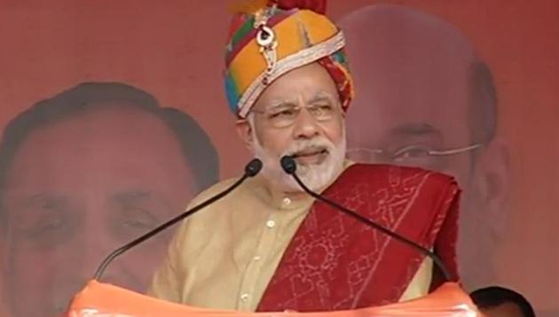 PM Narendra Modi addresses a rally in Gujarat’s Patan. (Videograb) PM Narendra Modi addresses a rally in Gujarat’s Patan. (Videograb)