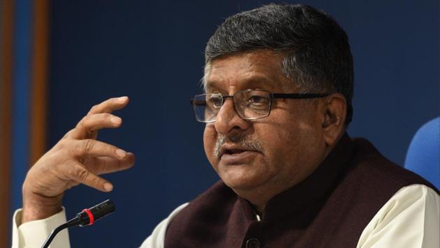 Minister of Law and Justice Ravi Shankar Prasad addresses a press conference after cabinet meeting at PIB Conference Hall in New Delhi, India on November 22, 2017. (HT File Photo) Minister of Law and Justice Ravi Shankar Prasad addresses a press conference after cabinet meeting at PIB Conference Hall in New Delhi, India on November 22, 2017. (HT File Photo)