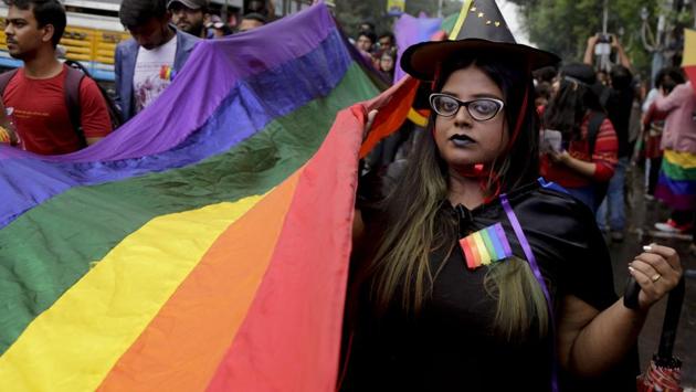 LGBTQ rights activists participate in the Rainbow Pride Walk in Kolkata. The day of the march coincided with the International Human Rights Day, celebrated on December 10 every year. (Bikas Das / AP) LGBTQ rights activists participate in the Rainbow Pride Walk in Kolkata. The day of the march coincided with the International Human Rights Day, celebrated on December 10 every year. (Bikas Das / AP)