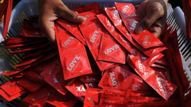 Condom packets seen during celebration of International Condom Day at an event organised by Aids Healthcare Foundation, in New Delhi on February 13. (HT File Photo) Condom packets seen during celebration of International Condom Day at an event organised by Aids Healthcare Foundation, in New Delhi on February 13. (HT File Photo)