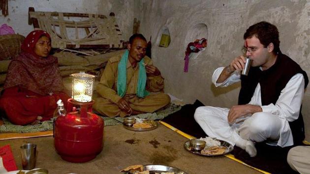 Rahul Gandhi is seen having dinner with a family in Jhansi on December 23, 2009. The first test of Rahul’s political mettle came in 2009, when he campaigned during Uttar Pradesh elections. The Congress, which had been struggling in the state, won 22 out of 80 seats, its best show in years. But this victory was short-lived. He could not land Congress a victory in the state in the 2010 state elections. (PTI) Rahul Gandhi is seen having dinner with a family in Jhansi on December 23, 2009. The first test of Rahul’s political mettle came in 2009, when he campaigned during Uttar Pradesh elections. The Congress, which had been struggling in the state, won 22 out of 80 seats, its best show in years. But this victory was short-lived. He could not land Congress a victory in the state in the 2010 state elections. (PTI)