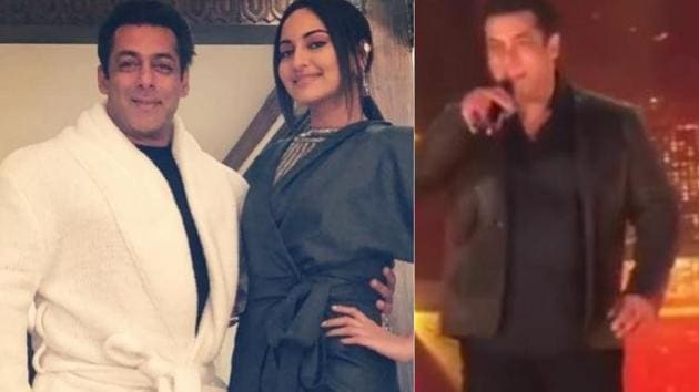 Salman Khan and Sonakshi Sinha during the Delhi edition of Da Bangg tour. Salman Khan and Sonakshi Sinha during the Delhi edition of Da Bangg tour.