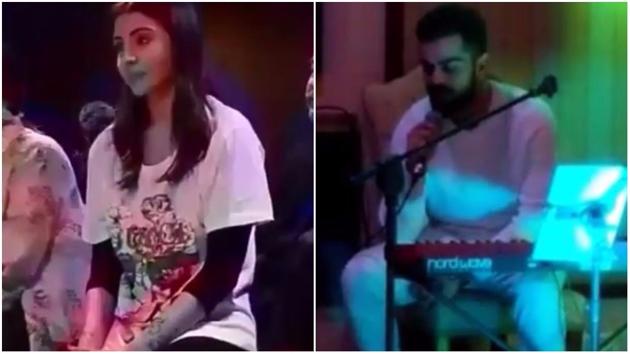 Anushka Sharma looked visibly emotional as Virat Kohli sings at their wedding. (Instagram) Anushka Sharma looked visibly emotional as Virat Kohli sings at their wedding. (Instagram)