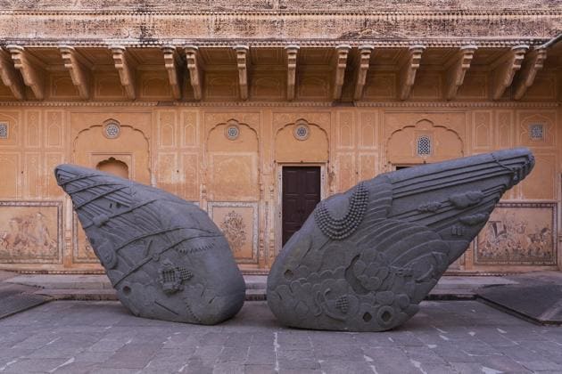 A sculpture, Thukral &Tagra, at the fort.(HT)