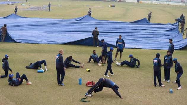 Sri Lanka trained intensely but there is the threat of rain looming over the Mohali ODI with rain expected. (AFP) Sri Lanka trained intensely but there is the threat of rain looming over the Mohali ODI with rain expected. (AFP)