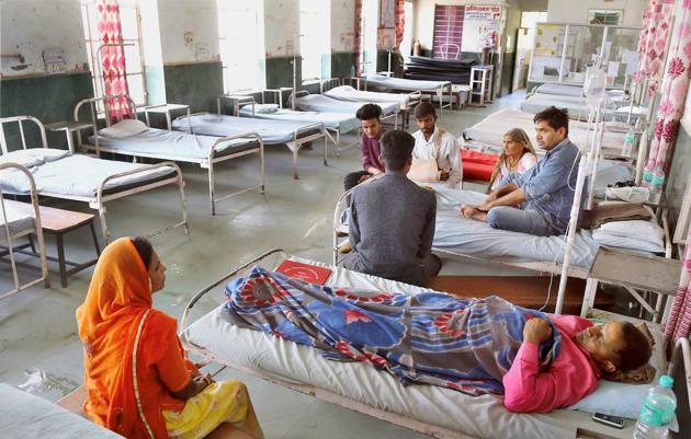 Chief minister Vasundhara Raje announced Rs 7.29 crore for installing firefighting and fire-detection system in 27 district hospitals in Rajasthan. She also announced development of 581 primary health centres as Adarsh primary health centres.(PTI File Photo) Chief minister Vasundhara Raje announced Rs 7.29 crore for installing firefighting and fire-detection system in 27 district hospitals in Rajasthan. She also announced development of 581 primary health centres as Adarsh primary health centres.(PTI File Photo)