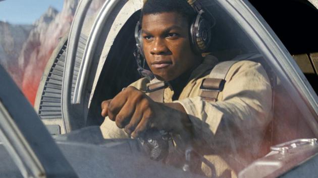 This image released by Lucasfilm shows John Boyega as Finn in a scene from, Star Wars: The Last Jedi.(AP)
