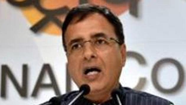 Congress spokesperson Randeep Singh Surjewala. (Arun Sharma/HT File Photo) Congress spokesperson Randeep Singh Surjewala. (Arun Sharma/HT File Photo)