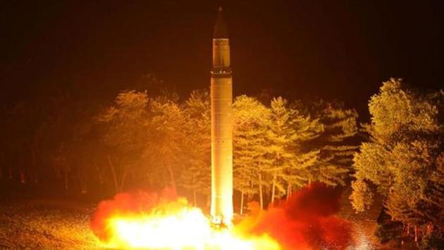 This picture released from North Korea's official Korean Central News Agency on July 29, 2017, and taken on July 28, 2017, shows North Korea's intercontinental ballistic missile, Hwasong-14, being launched at an undisclosed place in North Korea.(AFP file)