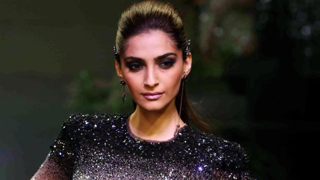 Indian Bollywood actor Sonam Kapoor showcases a creation by designer Tarun Tahiliani. (AFP) Indian Bollywood actor Sonam Kapoor showcases a creation by designer Tarun Tahiliani. (AFP)