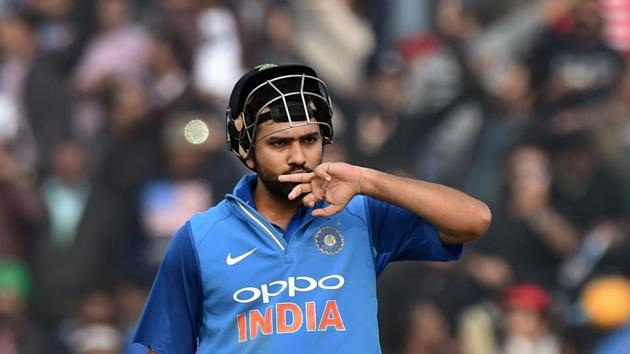 Rohit’s 208* was his second double ton against Sri Lanka and he dedicated it to his wife Ritika. (PTI) Rohit’s 208* was his second double ton against Sri Lanka and he dedicated it to his wife Ritika. (PTI)