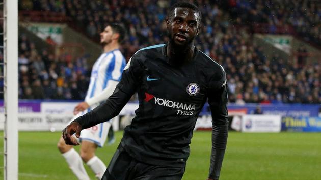 Chelsea's Tiemoue Bakayoko celebrates after scoring their first goal against Huddersfield Town. (REUTERS) Chelsea's Tiemoue Bakayoko celebrates after scoring their first goal against Huddersfield Town. (REUTERS)