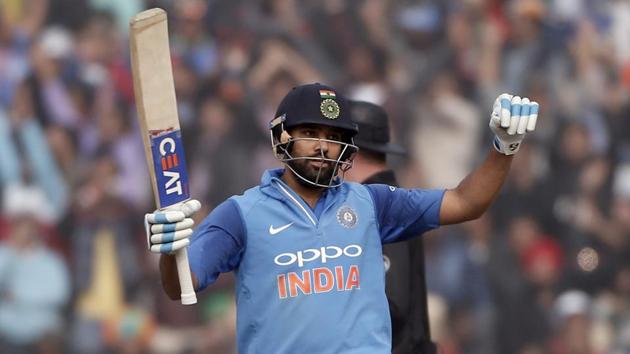 Rohit Sharma, who got out cheaply in Dharamsala, hit his third double century in the second ODI between Indian cricket team and Sri Lanka cricket team in Mohali on Wednesday. (AP) Rohit Sharma, who got out cheaply in Dharamsala, hit his third double century in the second ODI between Indian cricket team and Sri Lanka cricket team in Mohali on Wednesday. (AP)