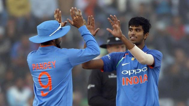 Washington Sundar picked up the wicket of Lahiru Thirimanne on debut. (AP) Washington Sundar picked up the wicket of Lahiru Thirimanne on debut. (AP)