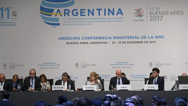 View of the closing ceremony of the 11th WTO ministerial conference in Buenos Aires, Argentina. (AFP Photo) View of the closing ceremony of the 11th WTO ministerial conference in Buenos Aires, Argentina. (AFP Photo)