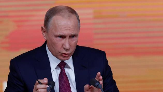 Russian President Vladimir Putin speaks during his annual end-of-year news conference in Moscow on December 14. (REUTERS) Russian President Vladimir Putin speaks during his annual end-of-year news conference in Moscow on December 14. (REUTERS)