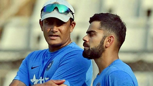 Anil Kumble and Virat Kohli had a fallout during the ICC Champions Trophy 2017 earlier this year which resulted in Kumble resigning as coach of the Indian cricket team after the tournament.(PTI)