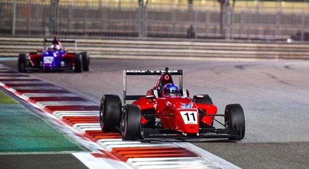 Felipe Drugovich leads the pack during one of the races of the MRF Challenge 2017 Abu Dhabi leg at Yas Marina circuit on Friday night. (HT Photo) Felipe Drugovich leads the pack during one of the races of the MRF Challenge 2017 Abu Dhabi leg at Yas Marina circuit on Friday night. (HT Photo)