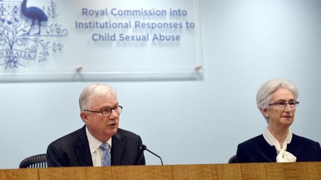 This handout photo from the Royal Commission dated December 14, 2017 shows Commissioners Justice Peter McClellan (C) and Justice Jennifer Coates (R) at the final sitting of the Royal Commission into Institutional Responses to Child Sexual Abuse in Sydney. (AFP) This handout photo from the Royal Commission dated December 14, 2017 shows Commissioners Justice Peter McClellan (C) and Justice Jennifer Coates (R) at the final sitting of the Royal Commission into Institutional Responses to Child Sexual Abuse in Sydney. (AFP)