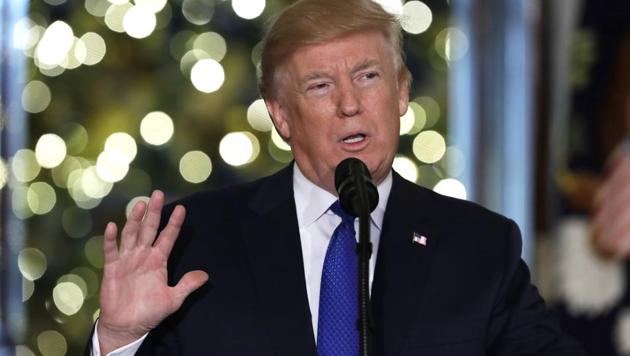 In this Dec. 13, 2017, photo, President Donald Trump speaks in the Grand Foyer of the White House in Washington. (AP) In this Dec. 13, 2017, photo, President Donald Trump speaks in the Grand Foyer of the White House in Washington. (AP)