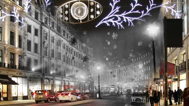A digital composite image depicts a comparison of London at Regent Street in 1955 (Archive, Keystone) and at 2014 during Christmas time. The 1955 Regent street is decorated with snow crystal stars to give the effect of a snowstorm while the newer photo shows shoppers along the street. While some Christmas traditions dating to the Victorian era are still alive, others more recent have also become part of festivities over the decades. (Peter Macdiarmid/Getty Images) A digital composite image depicts a comparison of London at Regent Street in 1955 (Archive, Keystone) and at 2014 during Christmas time. The 1955 Regent street is decorated with snow crystal stars to give the effect of a snowstorm while the newer photo shows shoppers along the street. While some Christmas traditions dating to the Victorian era are still alive, others more recent have also become part of festivities over the decades. (Peter Macdiarmid/Getty Images)