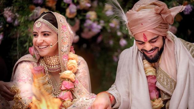 Indian cricketer Virat Kohli and Bollywood actress Anushka Sharma performing their wedding rituals in Buoncovento near Siena on Monday. (Yash Raj Films / AFP) 