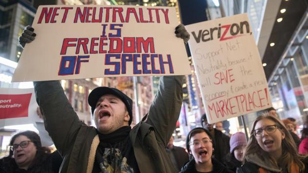 Demonstrators rally in support of net neutrality outside a Verizon store in New York. (AP File Photo) Demonstrators rally in support of net neutrality outside a Verizon store in New York. (AP File Photo)