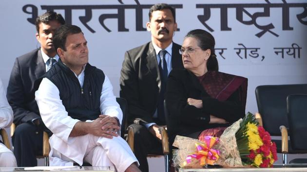 Newly elected Congress president Rahul Gandhi (L) with his mother Sonia Gandhi at an event in New Delhi on Saturday. (Arvind Yadav/HT PHOTO) Newly elected Congress president Rahul Gandhi (L) with his mother Sonia Gandhi at an event in New Delhi on Saturday. (Arvind Yadav/HT PHOTO)