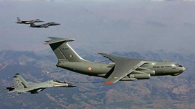 An Indian Air Force IL-78 with fighter aircraft of the US Air Force during joint exercises in 2008. American, Russian, European and Israeli military contractors are tracking the air force’s tanker programme.(PTI File Photo)