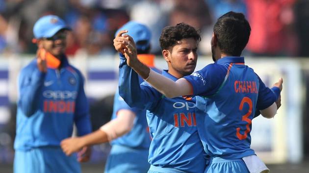 Chahal, who finished with 3-46, compounded Sri Lanka’s problems by spinning one past Angelo Mathews’s bat with the right-handed batsman stunned by the amount of turn generated by the leg-spinner.  (BCCI ) 