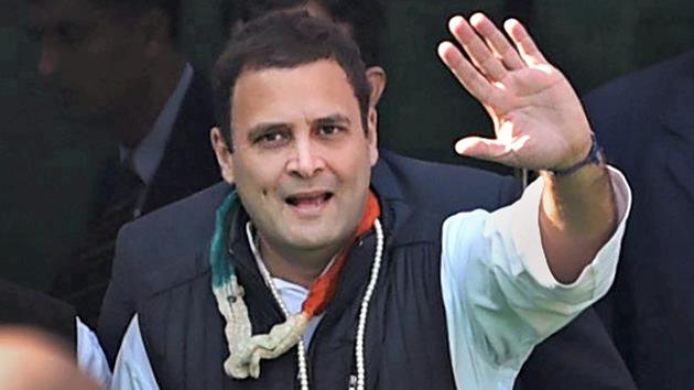 New Congress President Rahul Gandhi waves to party workers after his elevation ceremony as Congress President, in New Delhi on Saturday. (PTI) New Congress President Rahul Gandhi waves to party workers after his elevation ceremony as Congress President, in New Delhi on Saturday. (PTI)