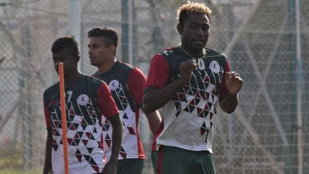Mohun Bagan will hope star player Sony Norde (R) is fit enough to start vs NEROCA FC as the Bengal side eye a return to winning ways when the face the I-League debutants in Kolkata. (AIFF) Mohun Bagan will hope star player Sony Norde (R) is fit enough to start vs NEROCA FC as the Bengal side eye a return to winning ways when the face the I-League debutants in Kolkata. (AIFF)