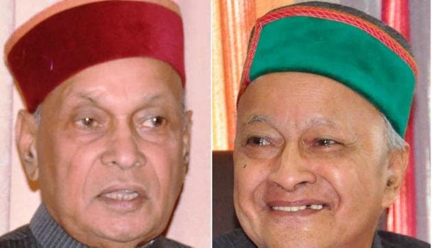 BJP’s Prem Kumar Dhumal (left) and Congress leader Virbhadra Singh (right) (HT Photos) BJP’s Prem Kumar Dhumal (left) and Congress leader Virbhadra Singh (right) (HT Photos)
