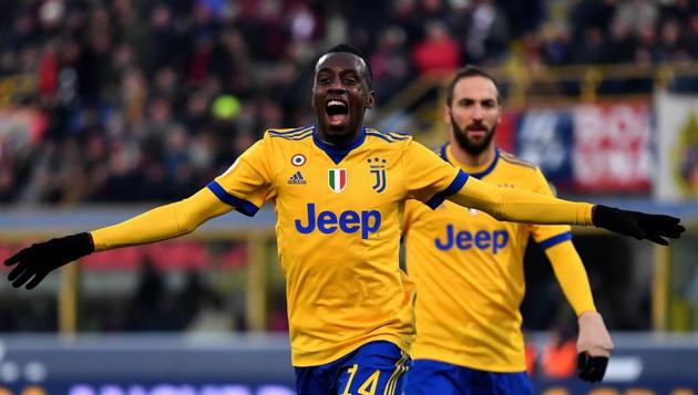 Juventus midfielder Blaise Matuidi celebrates after scoring during the Italian Serie A football match against Bologna at Renato Dall'Ara stadium on Sunday. (AFP) Juventus midfielder Blaise Matuidi celebrates after scoring during the Italian Serie A football match against Bologna at Renato Dall'Ara stadium on Sunday. (AFP)