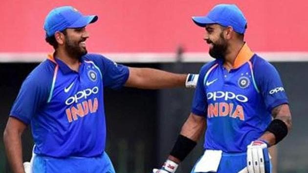 Virat Kohli and Rohit Sharma are the two India batsmen in top five of the International Cricket Council (ICC) ODI rankings for batsmen.(PTI)