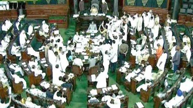 As soon as speaker Sumitra Mahajan completed obituary references in the Lok Sabha, Bharatiya Janata Party members raised slogans like Narendra Modi zindabad and BJP zindabad (hail Modi, hail BJP). (File) As soon as speaker Sumitra Mahajan completed obituary references in the Lok Sabha, Bharatiya Janata Party members raised slogans like Narendra Modi zindabad and BJP zindabad (hail Modi, hail BJP). (File)